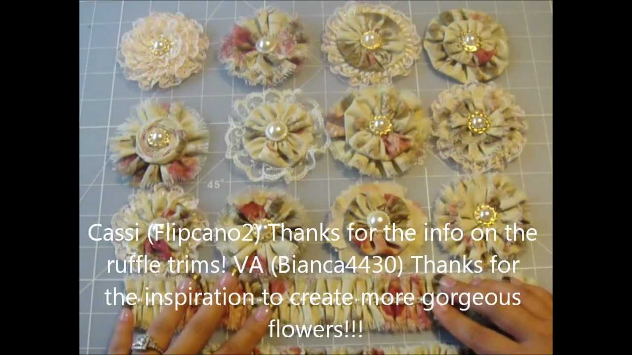 Hand made Vintage Victorian Fabric Flowers and coordinating trims