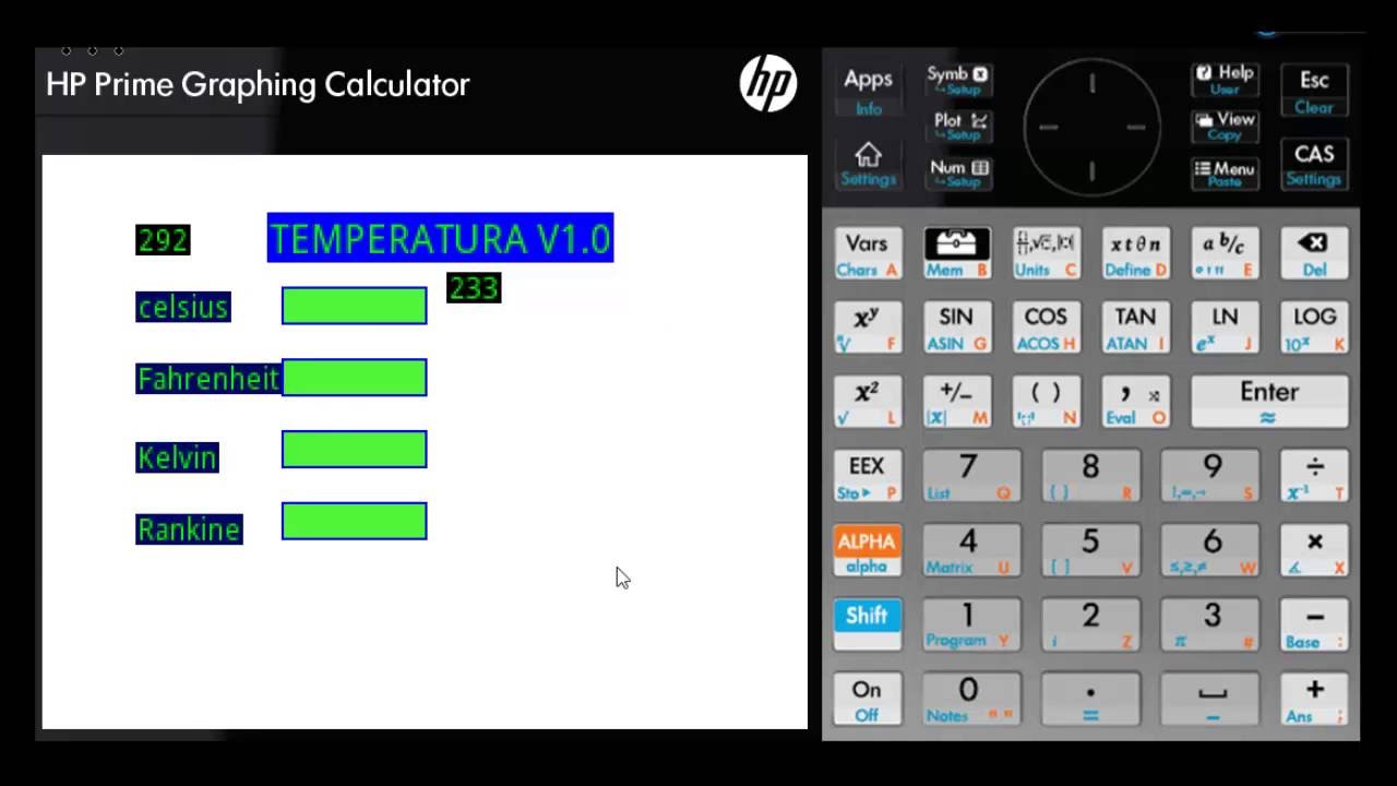 HP PRIME CONVERSION TEMPERATURA