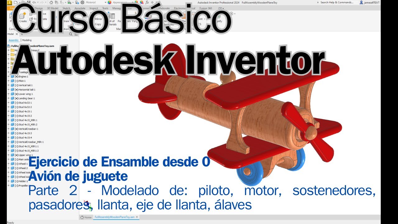 Curso Básico Autodesk Inventor. Ejercicio Ensamble (Wooden Toy) Parte 2 - Modelado de partes