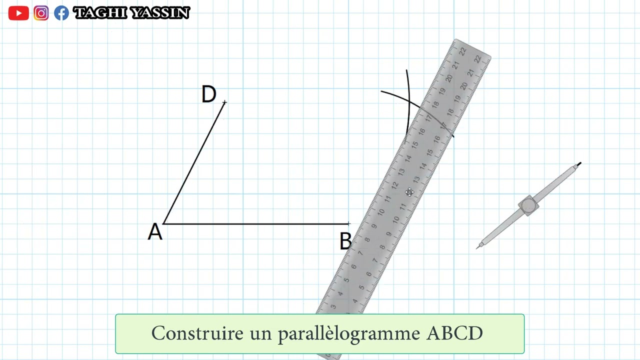 ABCD un parall&eacute;logramme, construire le point E l'image de C par la translation qui transforme A en D