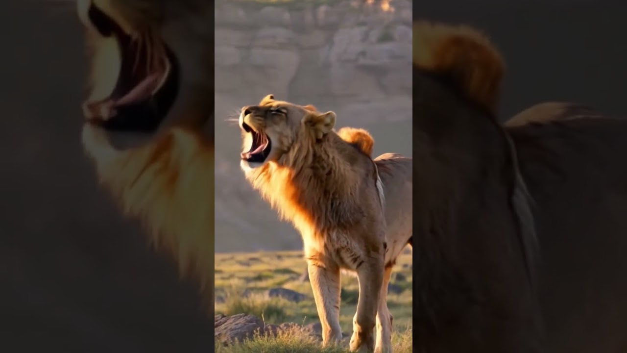 King of the Savannah: The Roar That Shakes the Wild 🦁🔥🌅