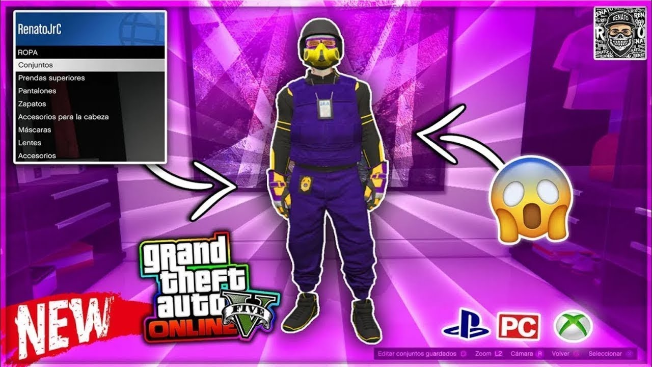 ✅NUEVO CONJUNTO MOD - JOGGERS MORADOS CON PLACA IAA MODDED OUTFIT GTA 5 ONLINE【PS4/PS5/XboxOne/Pc】