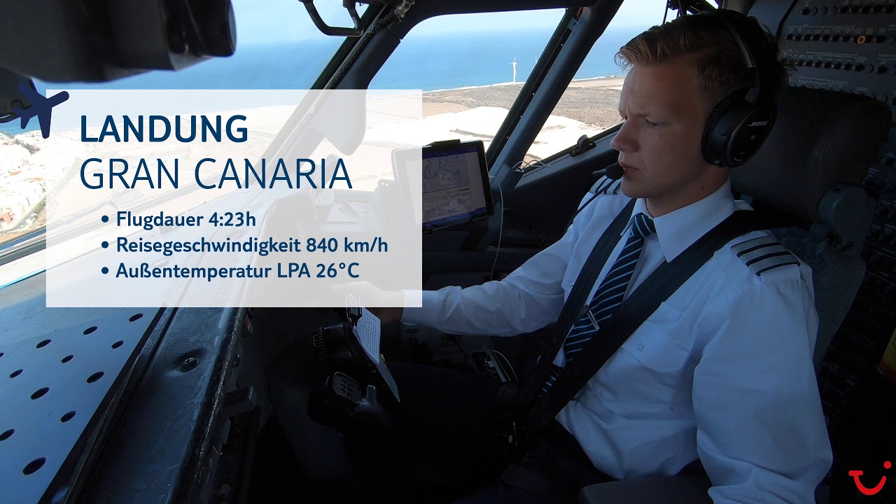 Gran Canaria Landung Cockpit View ✈ TUI fly