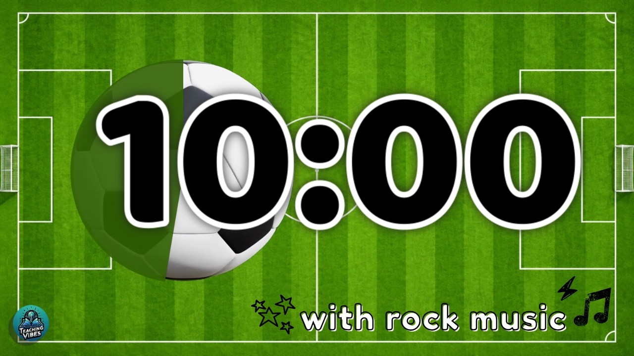 10 Minute Soccer Classroom Timer with Rock Music ⚽ World Cup Countdown