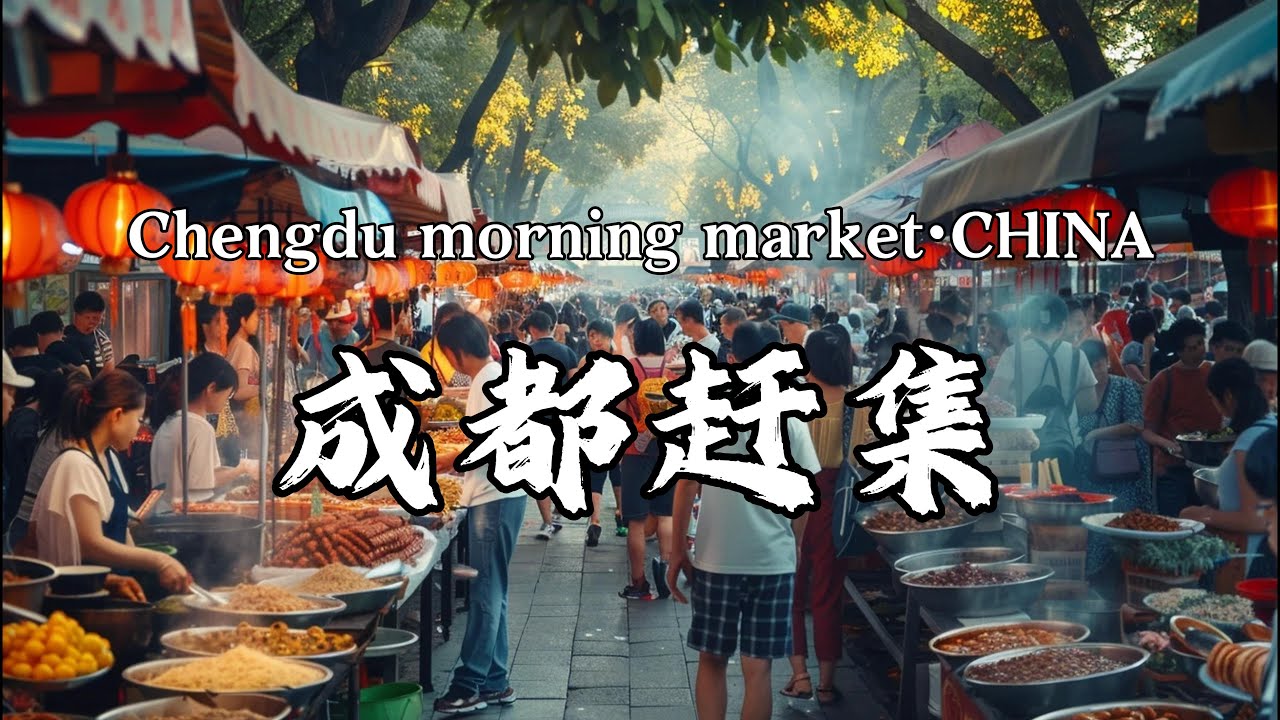 成都赶集，决绝子凉皮/现炸香酥鸡/糖油果子/小米锅贴/小白糕/小龙虾/白斩鸡/卤鹅/炸小鱼/各式糕点/硕大的桑葚/当季的樱桃，成都街头美食，Chengdu morning market·CHINA