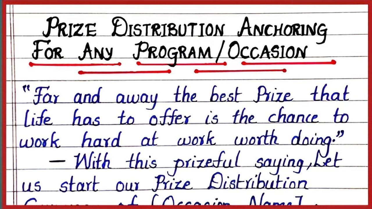 PRIZE DISTRIBUTION ANCHORING SCRIPT | Prize Distribution Anchoring for Any Program/Ceremony/Function