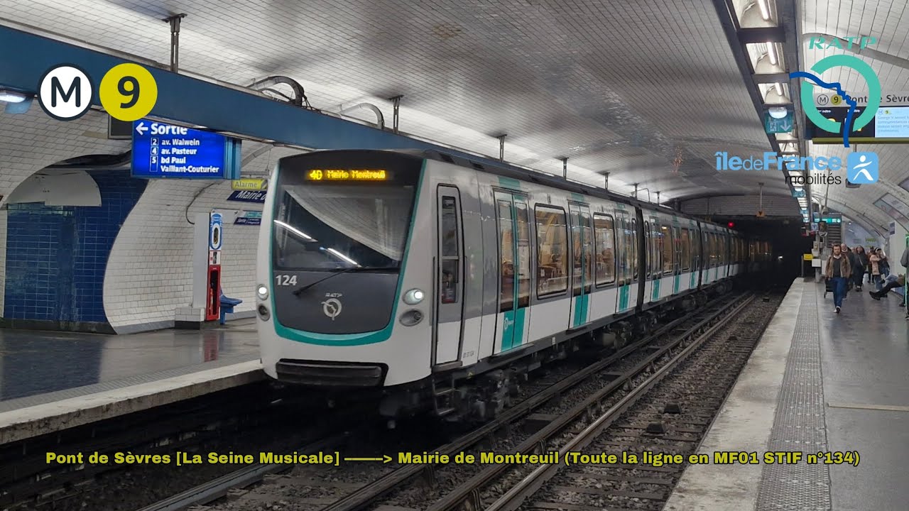[Métro ligne 9 RATP] MF01 STIF n°134 – Pont de Sèvres à Mairie de Montreuil #mf01 #ratp #idfm