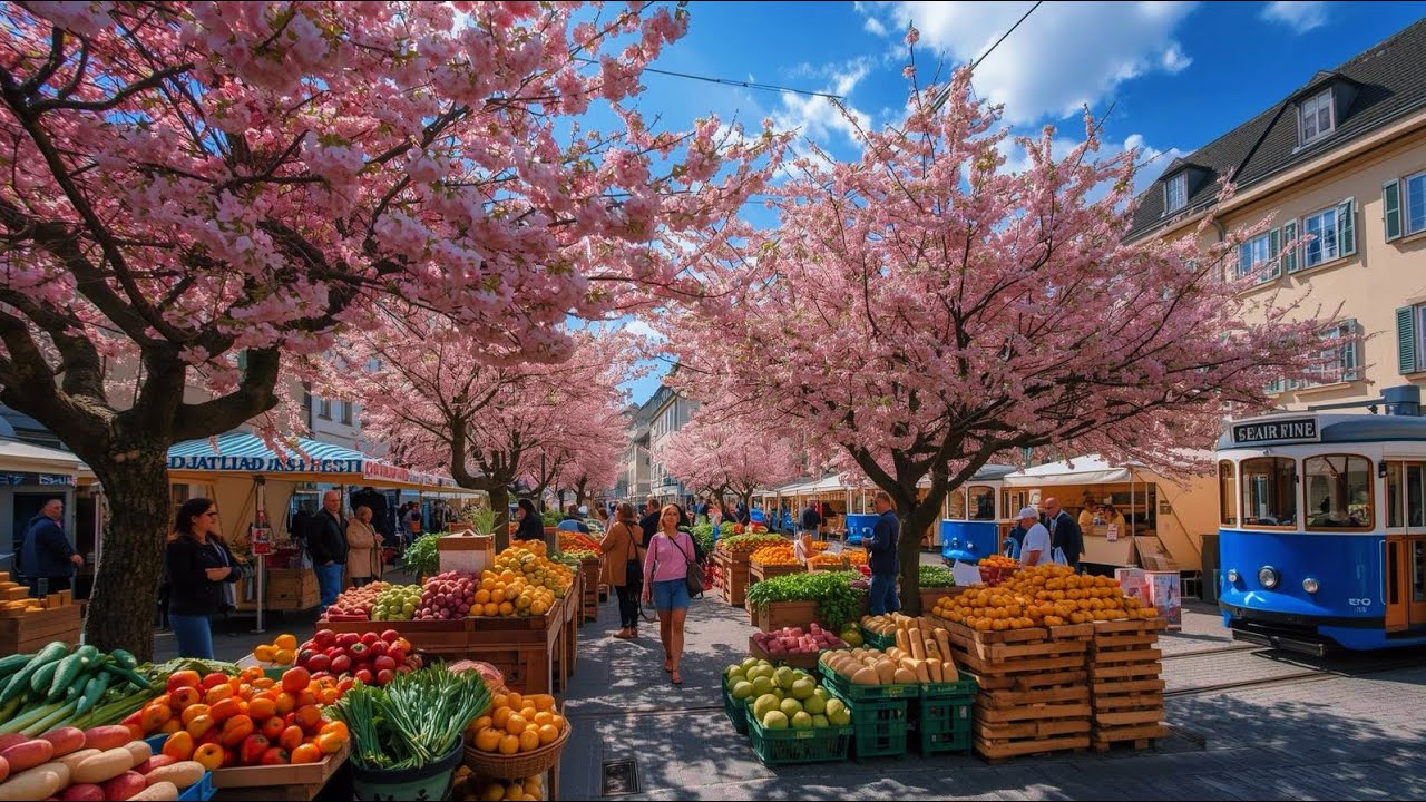Spring Walk In Most Beautiful City Zurich , Switzerland🇨🇭Swiss Town 