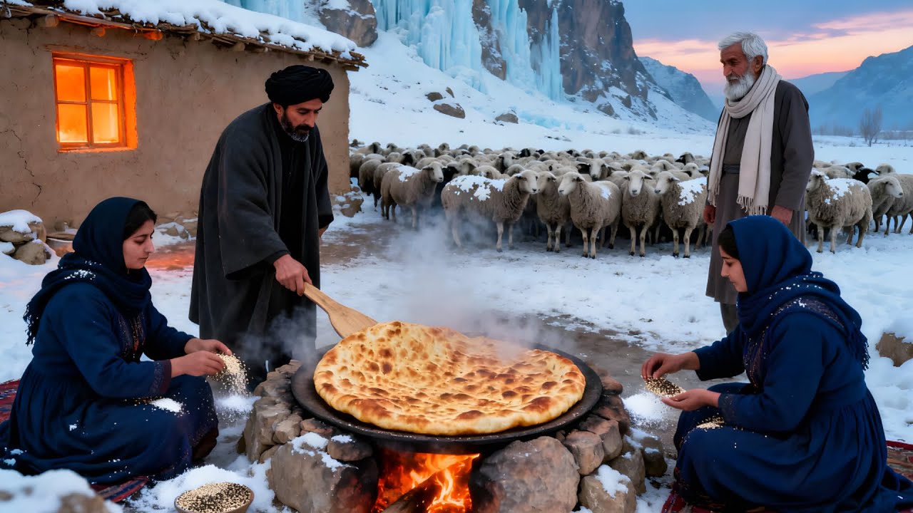 Surviving Afghanistan’s Coldest Mountain Winter as a Shepherd | Baking Bread & Cooking Salmon Meat