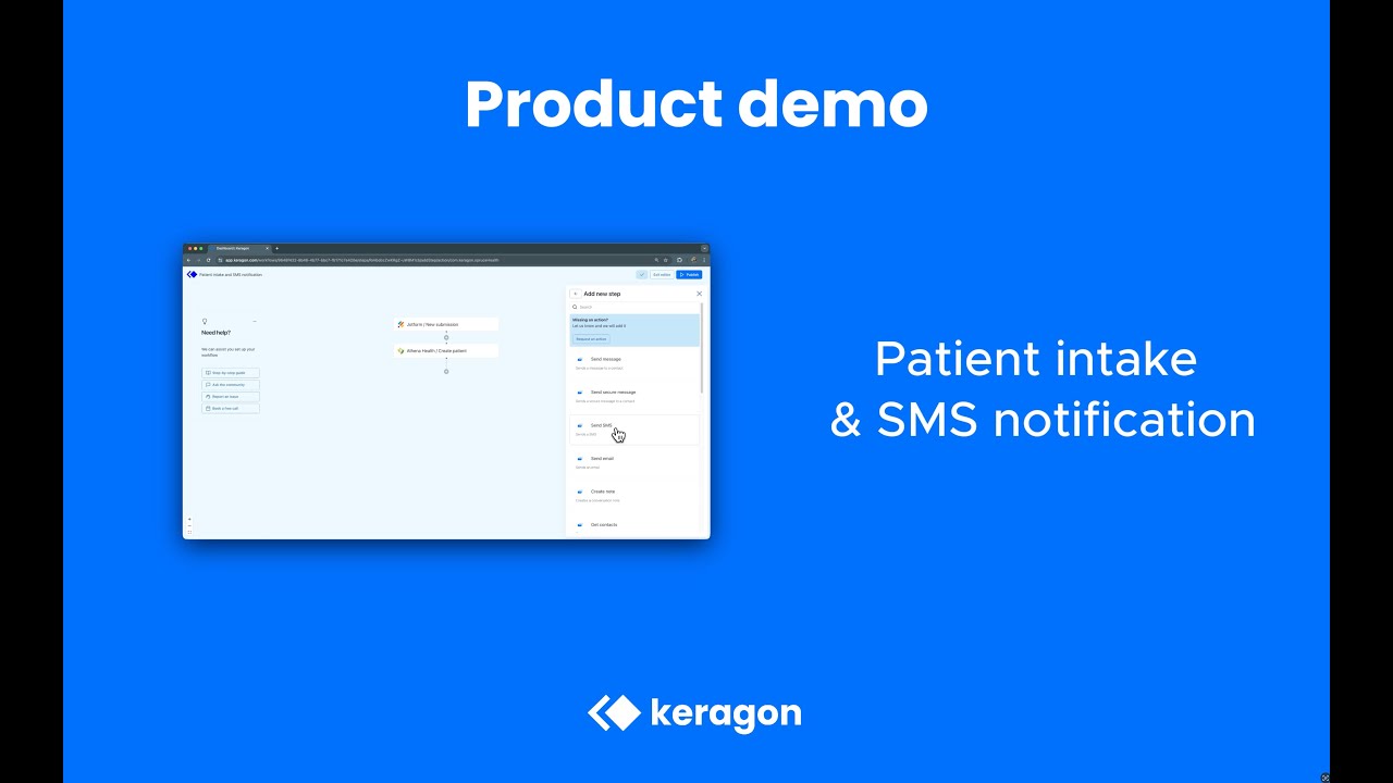 How to create an automated patient intake workflow with EHR sync & SMS notifications | Keragon