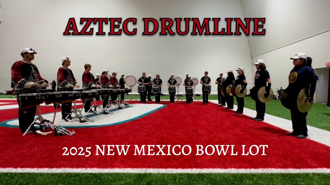Aztec Drumline 2025 New Mexico Bowl Lot Sequence and Fight On