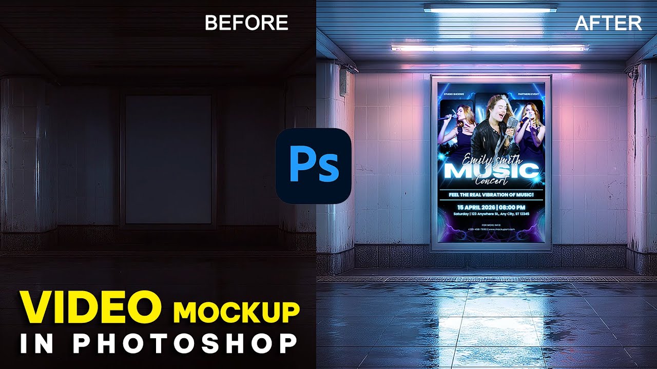 How to Create a Realistic Billboard Video Mockup in Photoshop | Photoshop Mockup Tutorial