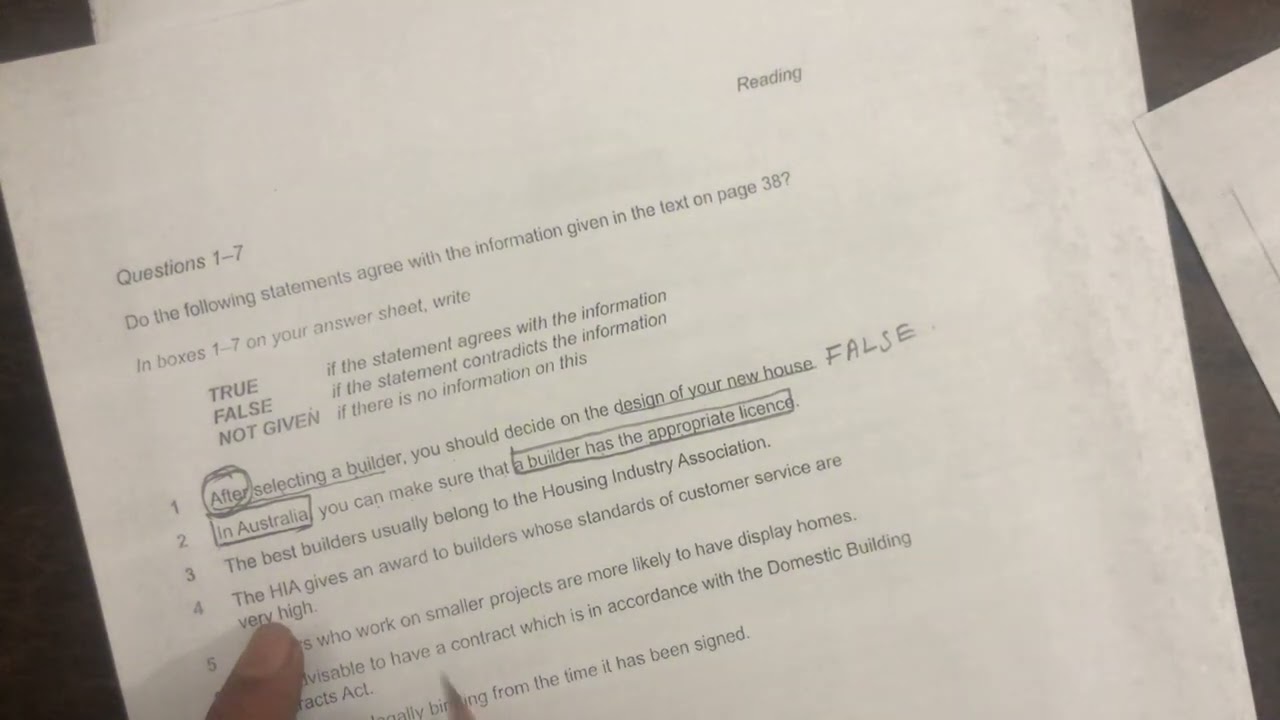 IELTS Reading True False Not Given|How to choose your builder|TrueFlaseNotGiven Tips