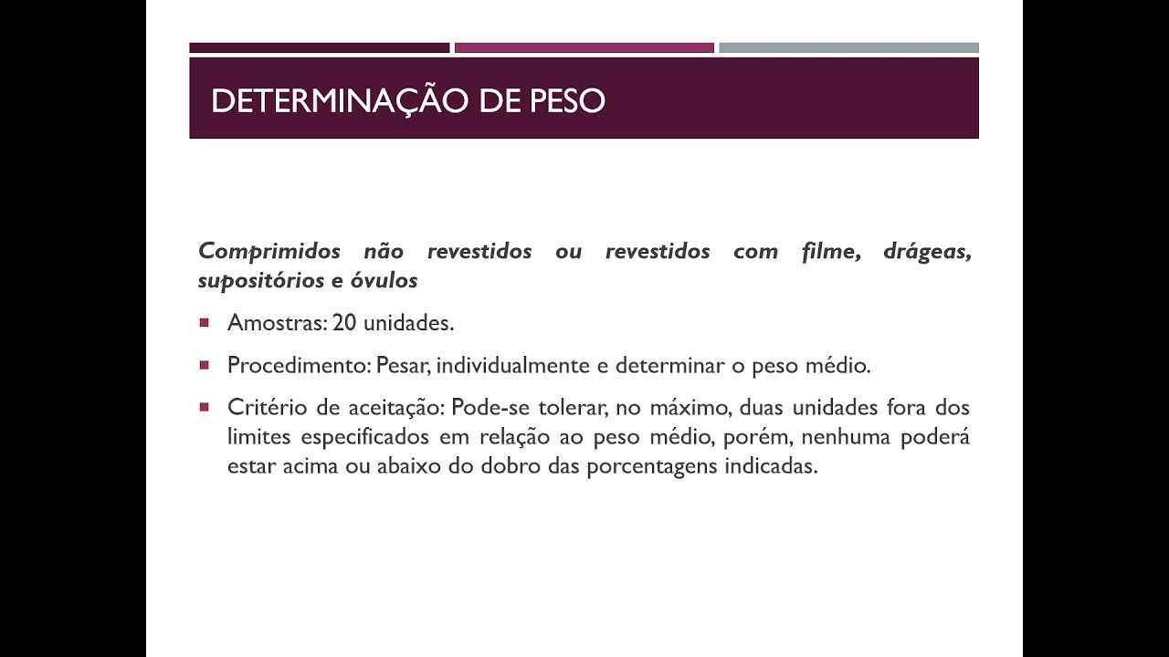 Comprimidos: Determina&ccedil;&atilde;o de Peso M&eacute;dio