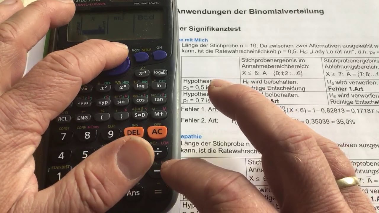 Kumulierte Binomialverteilung mit dem Taschenrechner