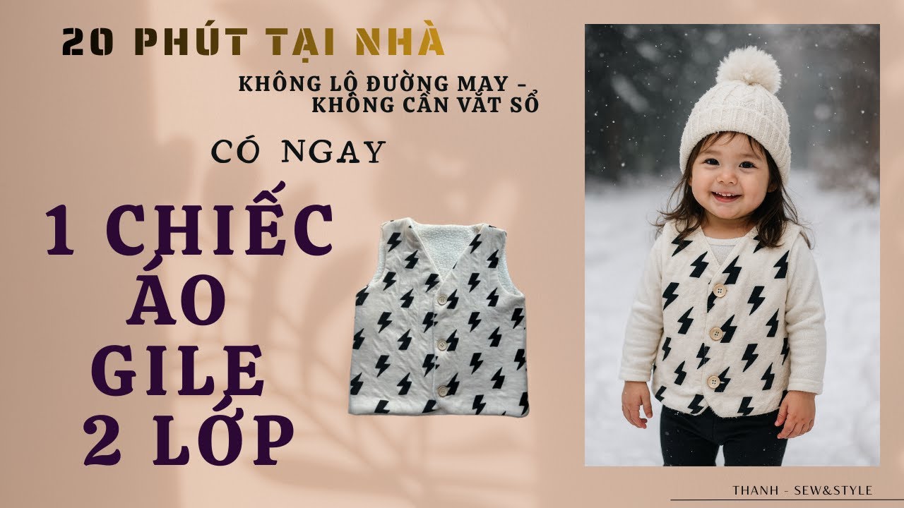 May Áo Gile 2 Lớp Cho Bé Cực Xinh | Kỹ Thuật Giấu Đường May Hoàn Hảo