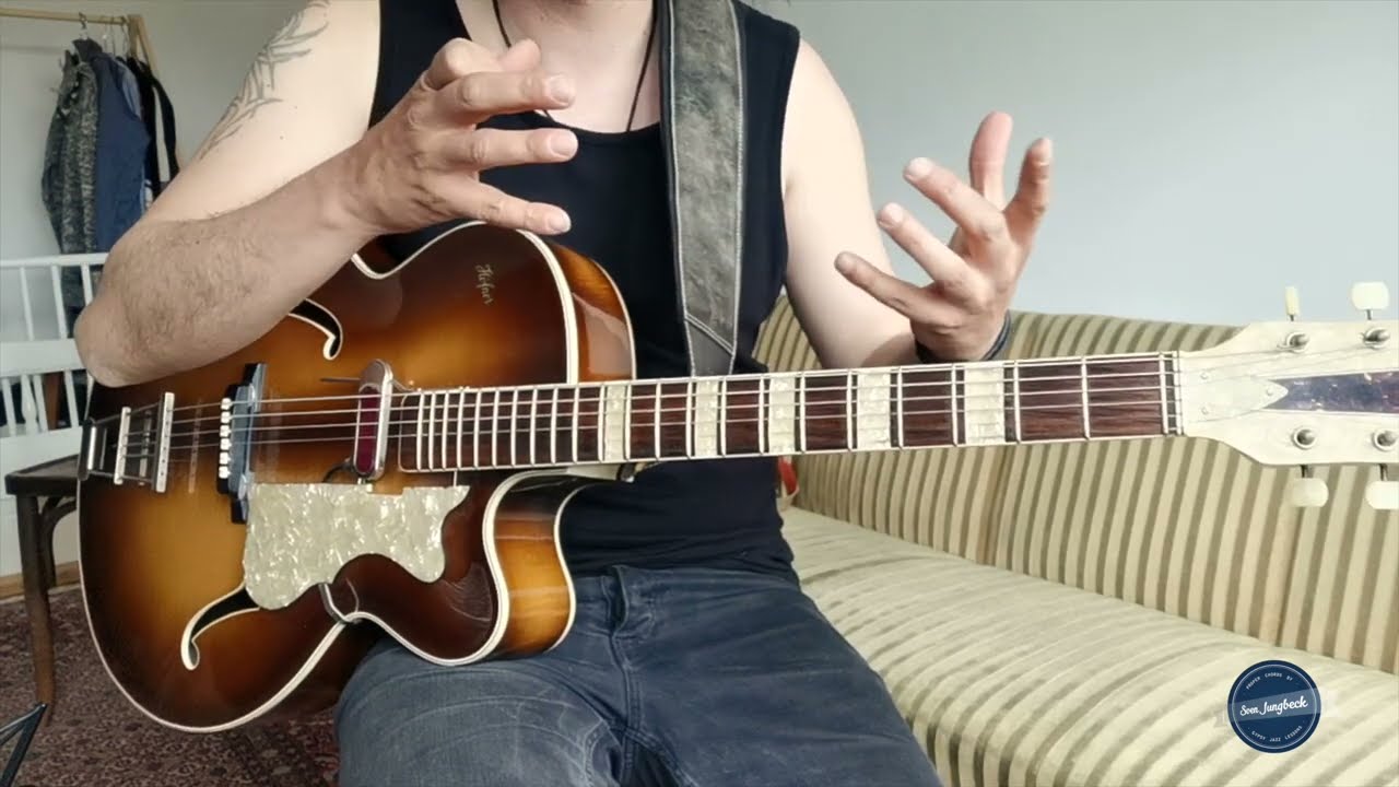 Jazz guitar comping basics | blues in F taught by Sven Jungbeck