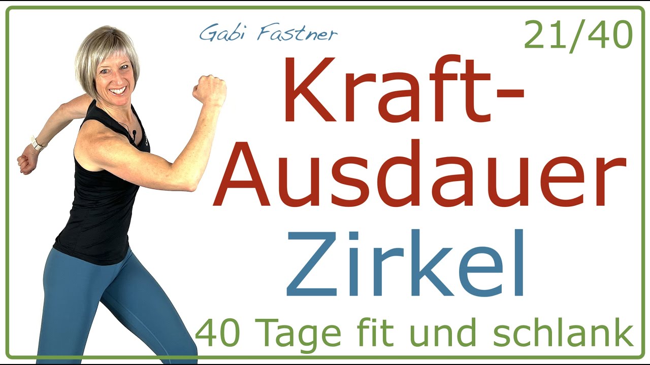 21/40❗️45 min. Kraftausdauer-Zirkel-Training | ohne Geräte ca. 450 Kcal verbrennen