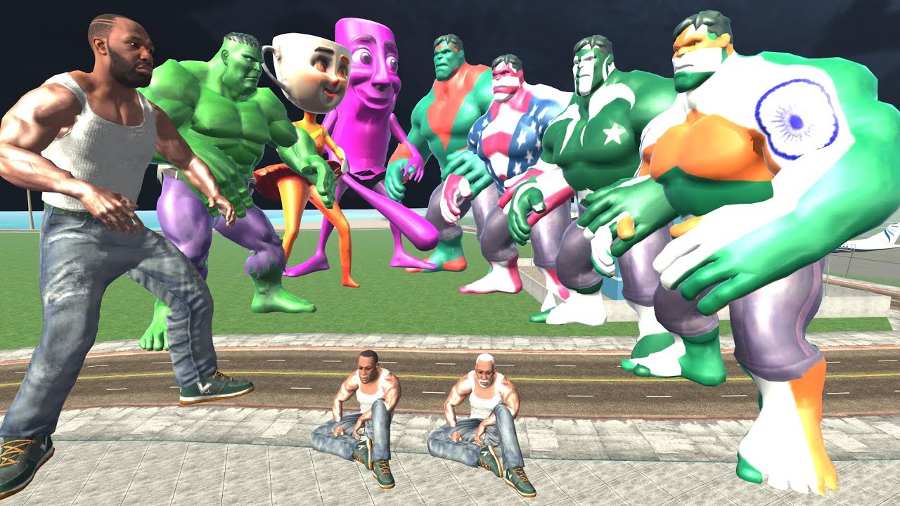 Franklin & Indian Hulk vs Pak, America & Bangladesh Hulk In Indian Bike Driving 3d