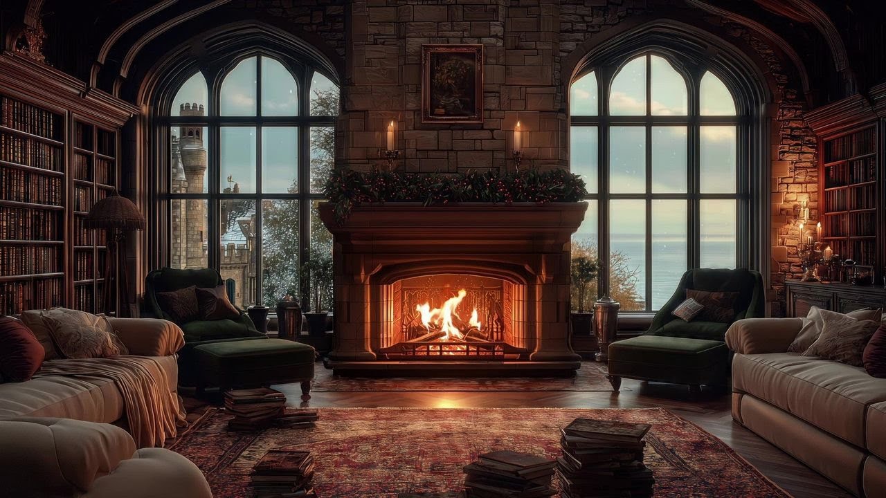 ✨📚 Whispering Winter Study | Gentle Snowfall & Fireside Warmth ❄️🔥🏰