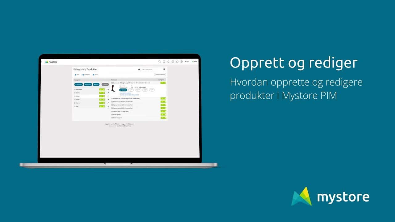 Opprett og rediger produkter i Mystore PIM