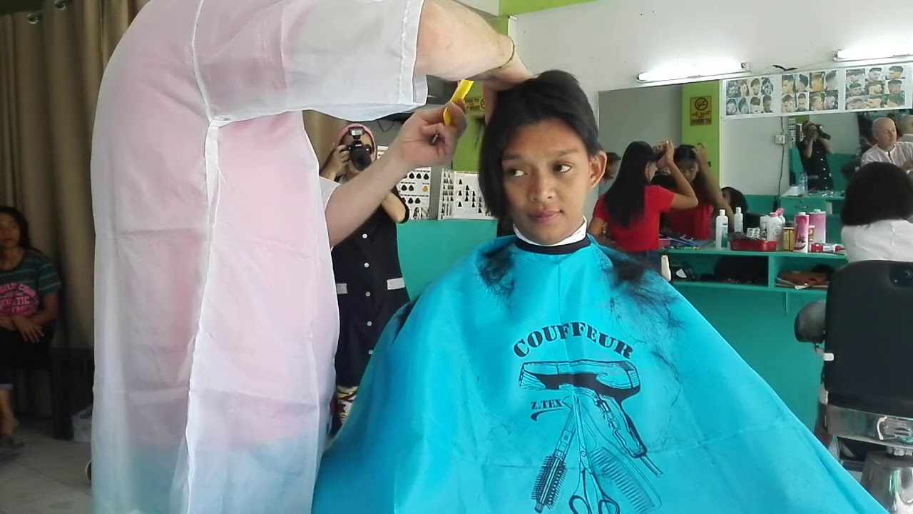 Young girl military hair cut part.1✂️