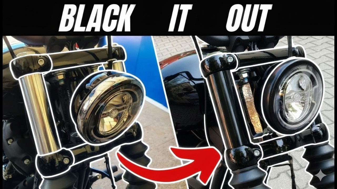 Harley Davidson Street Bob 114 wird schwarz - Gabelcover, Lampenring, Reflektoren, Schrauben Cover