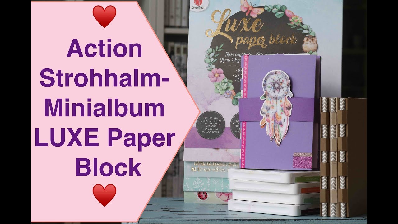 Action Strohhalm-Minialbum Mini-Album LUXE Paper Block Papier Scrapbook DIY