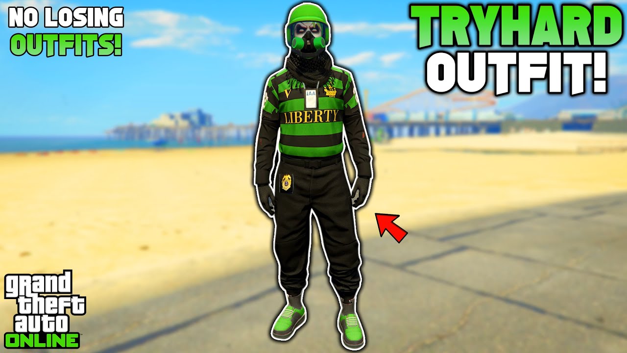 GTA 5 ONLINE ЗЕЛЕНЫЕ И ЧЕРНЫЕ ДЖОГГЕРЫ, РВАНАЯ РУБАШКА, МОДИРОВАННЫЙ НАряд Glitch Tryhard 1.60 (Б...