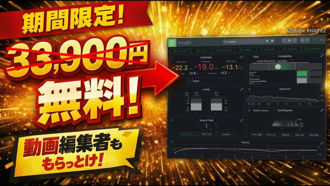 今だけ無料！33,900円相当のiZotope Insight 2（動画編集者必見）