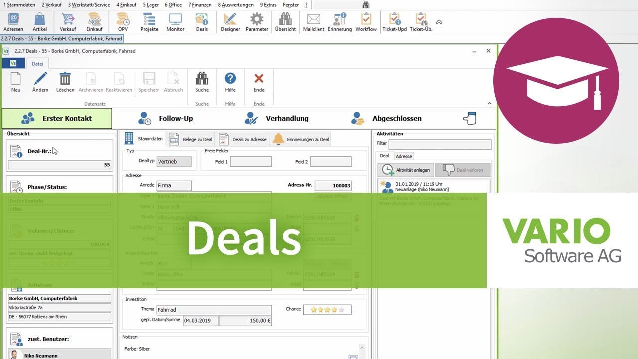Dealverwaltung: Deals in der VARIO 8 Warenwirtschaft verwalten I Tutorial