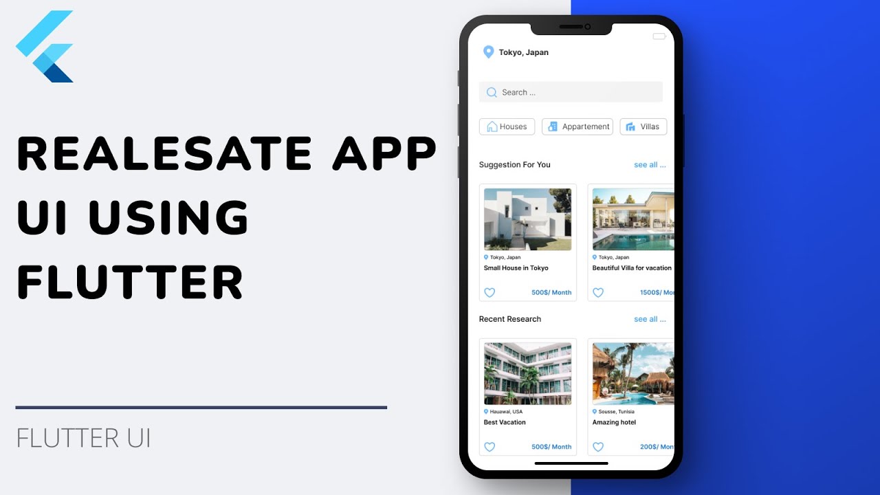 Flutter UI Tutorial | Real Estate App UI using Flutter