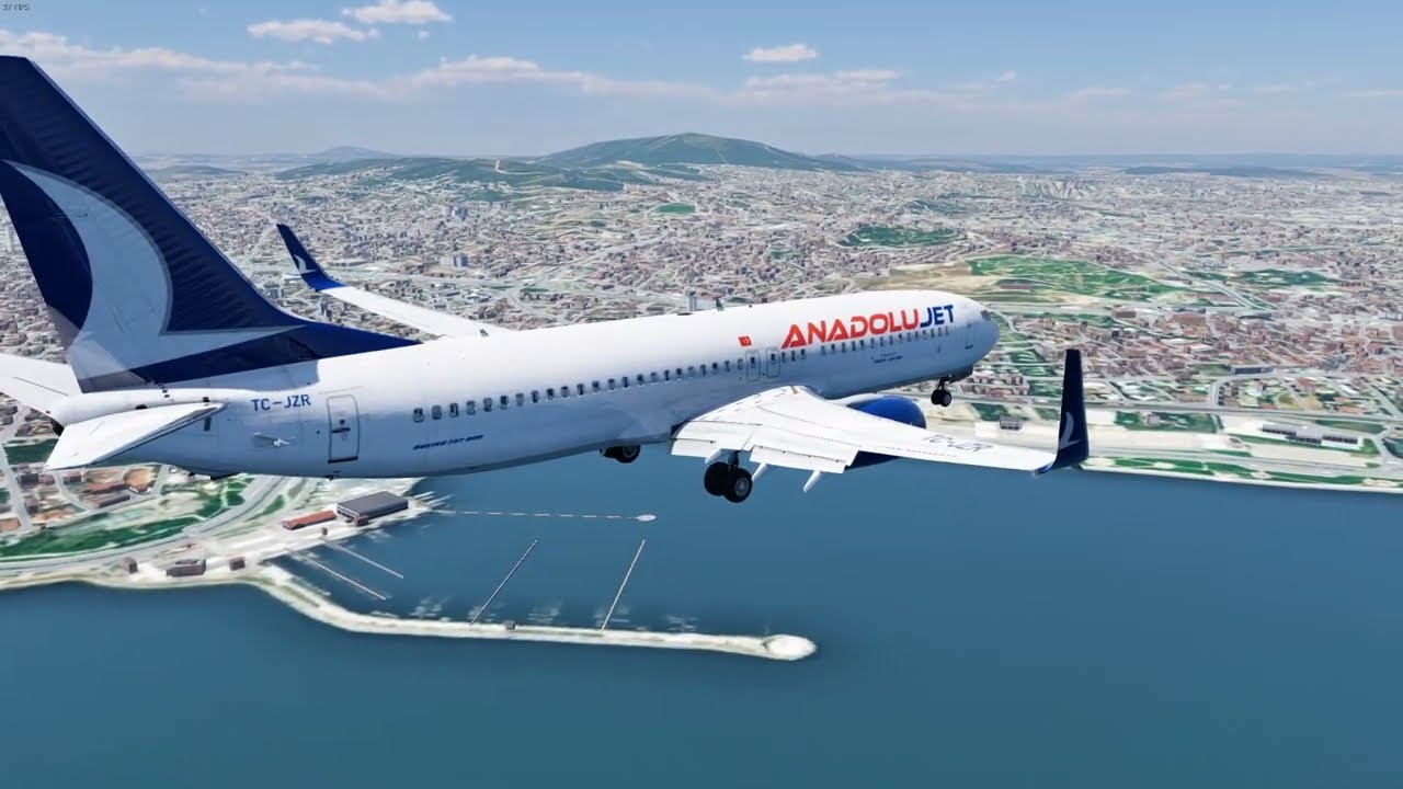Ajet İstanbul Sabiha Gökçen 06R Marmara Denizi Üzerinden İniş / Levelup737 Landing Xplane12