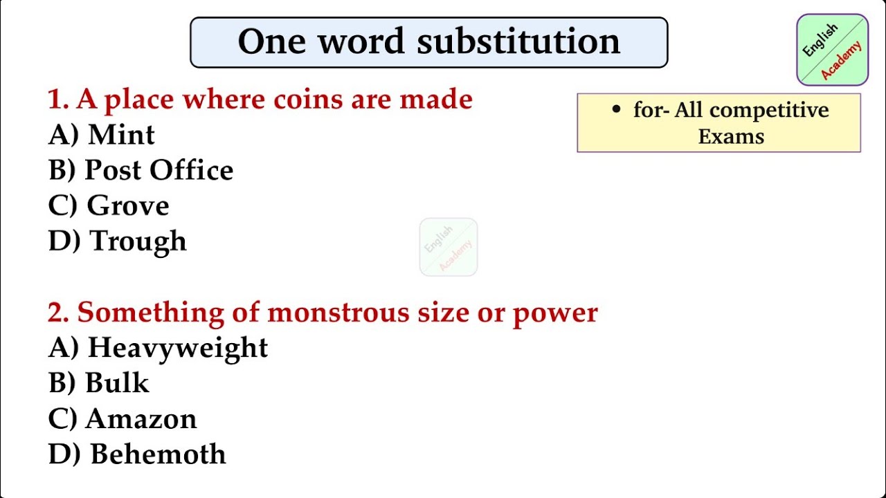 One word substitution set-10 #englishacademy for all competitive exams