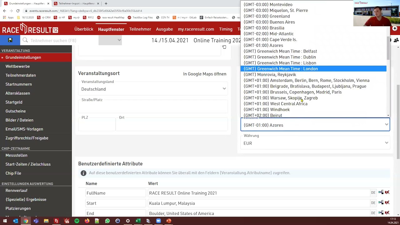 Online Training 2021 #1 (Deutsch) - Grundlegende Veranstaltungseinrichtung