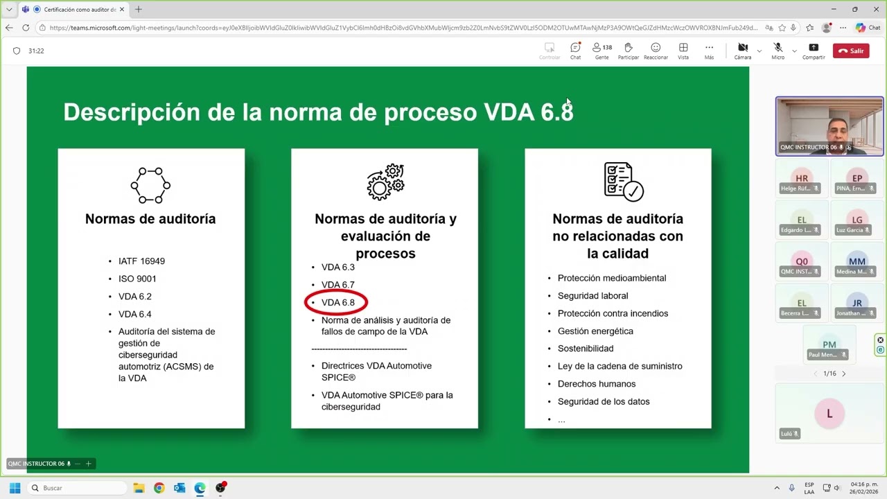WEBINAR Certificación como Auditor de Procesos VDA 6.8