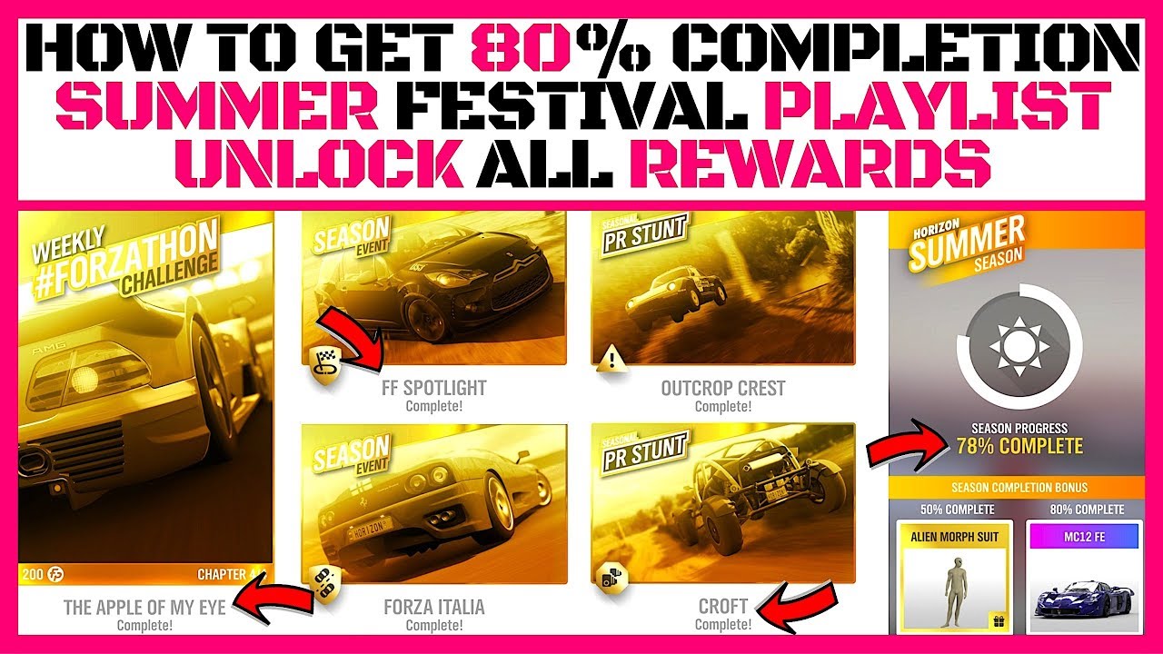 HOW TO COMPLETE SUMMER FESTIVAL PLAYLIST GET 80% COMPLETION PR Stunts/championships FORZA HORIZON 4