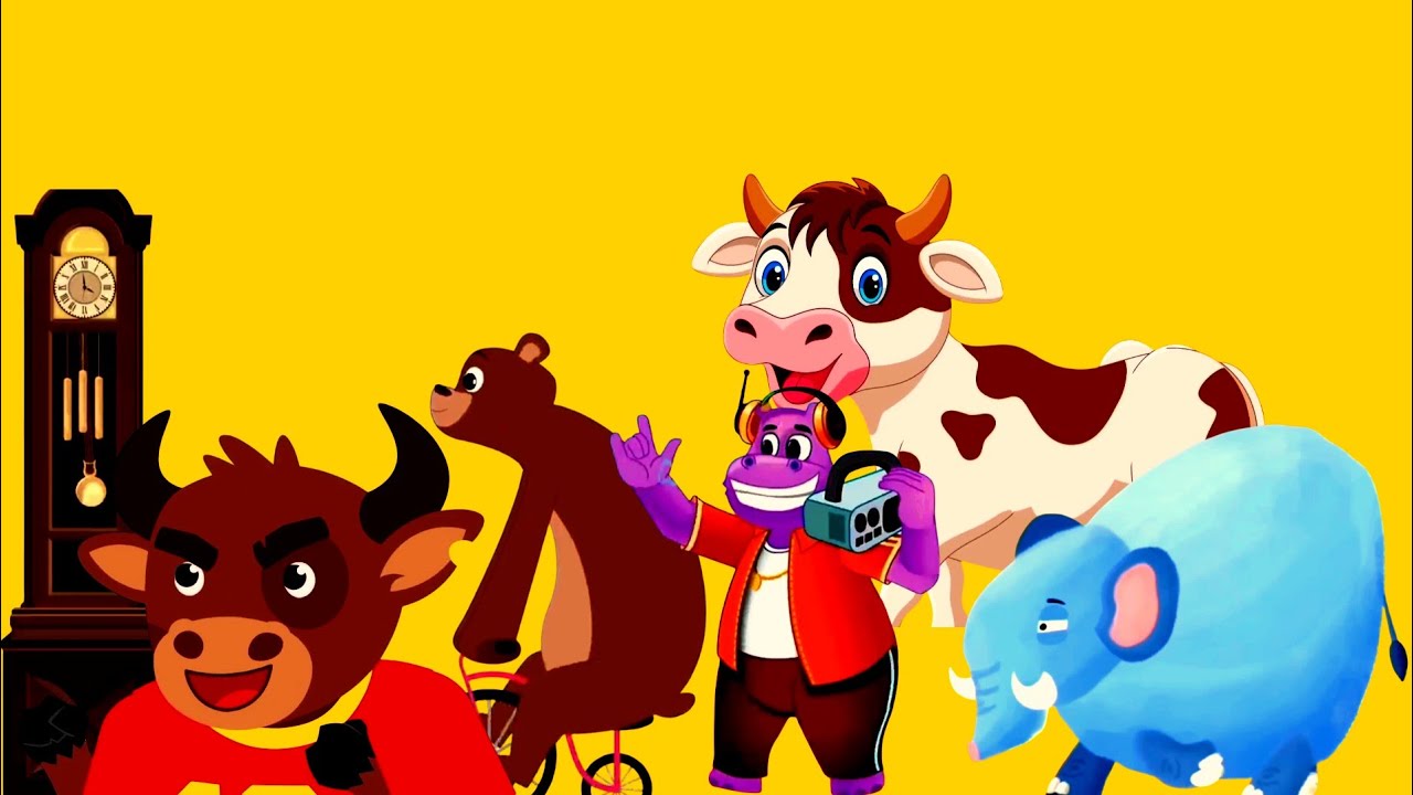 Hickory Dickory Dock 💥 Cow, Bull, Hippo And More