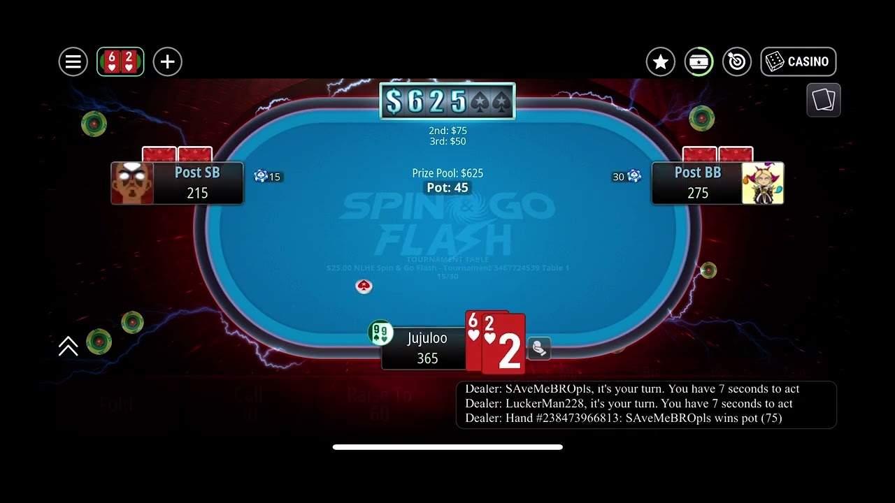 PokerStars $625 Spin & Go flash - $25 Buy in 25X 