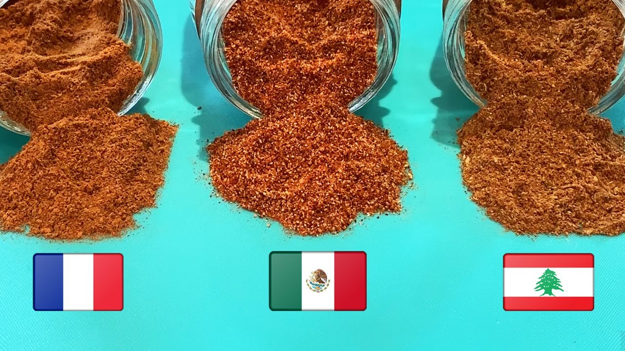 Mélanges d'épices maison: épices mexicaines pour fajitas, 7 épices libanaises, 4 épices françaises