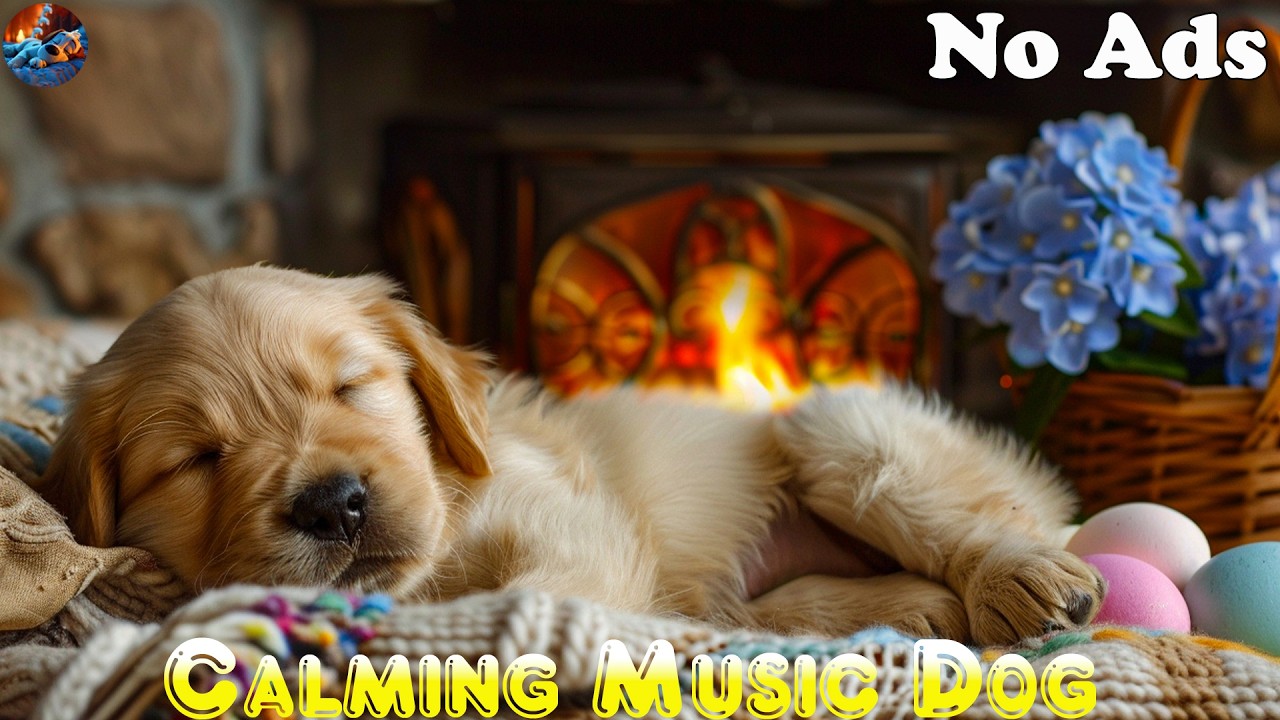 Relaxing Music For Dog🐶Dog Calming Music🐾Cozy Ambience🔥Fireplace Crackling🐶No Ads