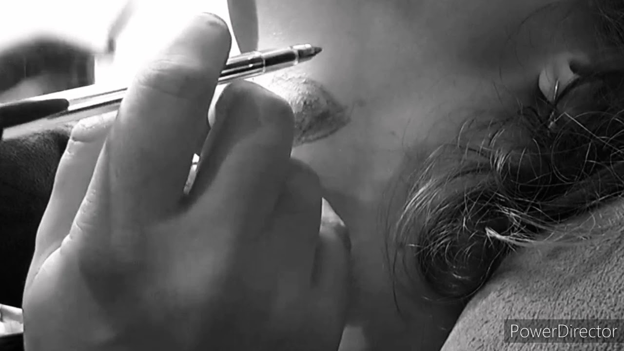 Quick pen tattoo on women neck for check size