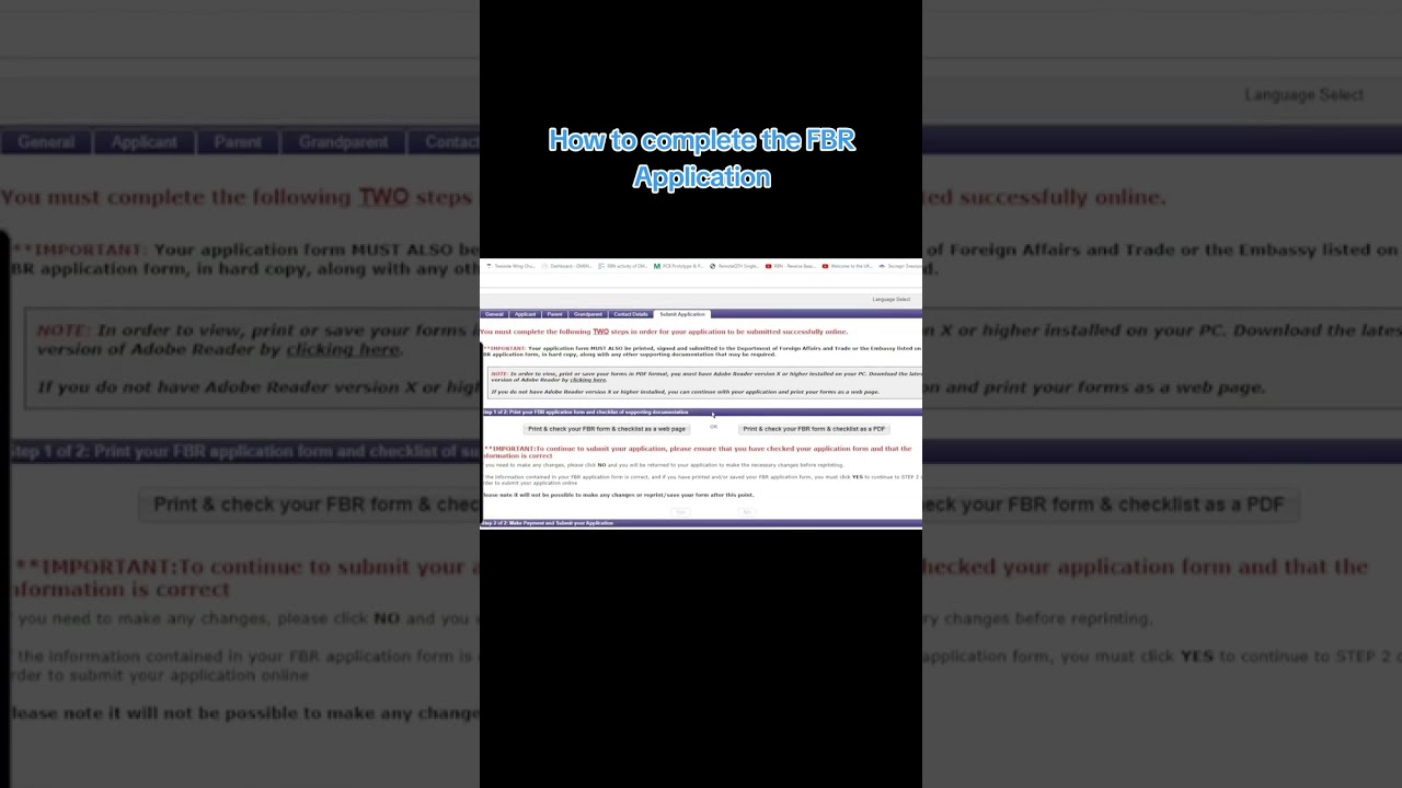 How to complete the FBR Application