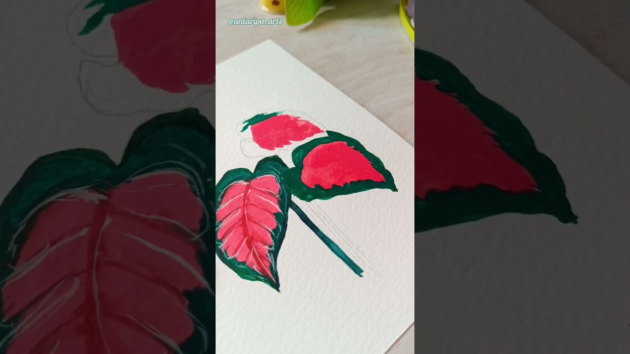 Tropical plant gouache painting #artprocess #gouachepainting #flowerpainting #artistonyoutube
