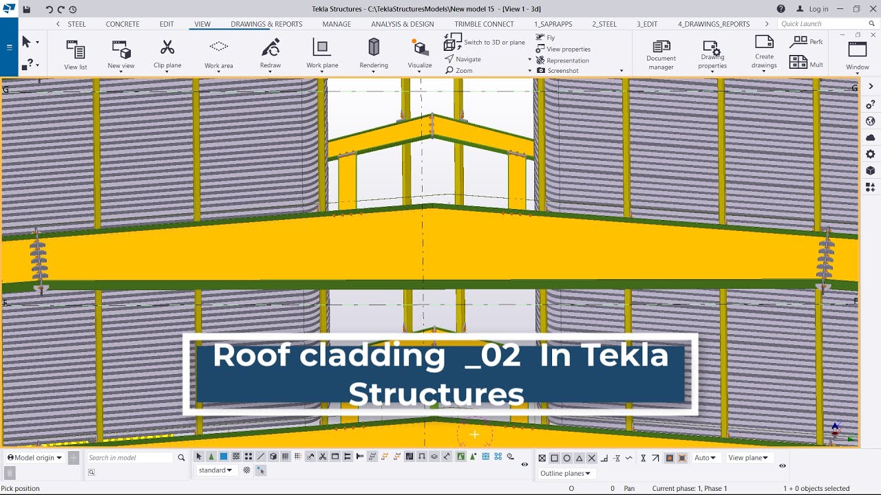 Roof cladding in Tekla Structures_02 in Tekla Structures