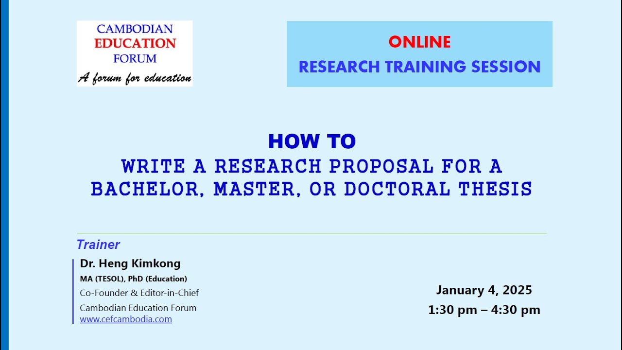 How to write a research proposal (Part 1) | របៀបសរសេរសំណើស្រាវជ្រាវ (ភាគទី១)