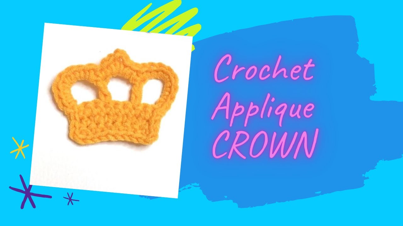 Crochet crown applique with english sub [크로 셰 크라운][ มงกุฎโครเชต์] ချည်ထိုးနည်း