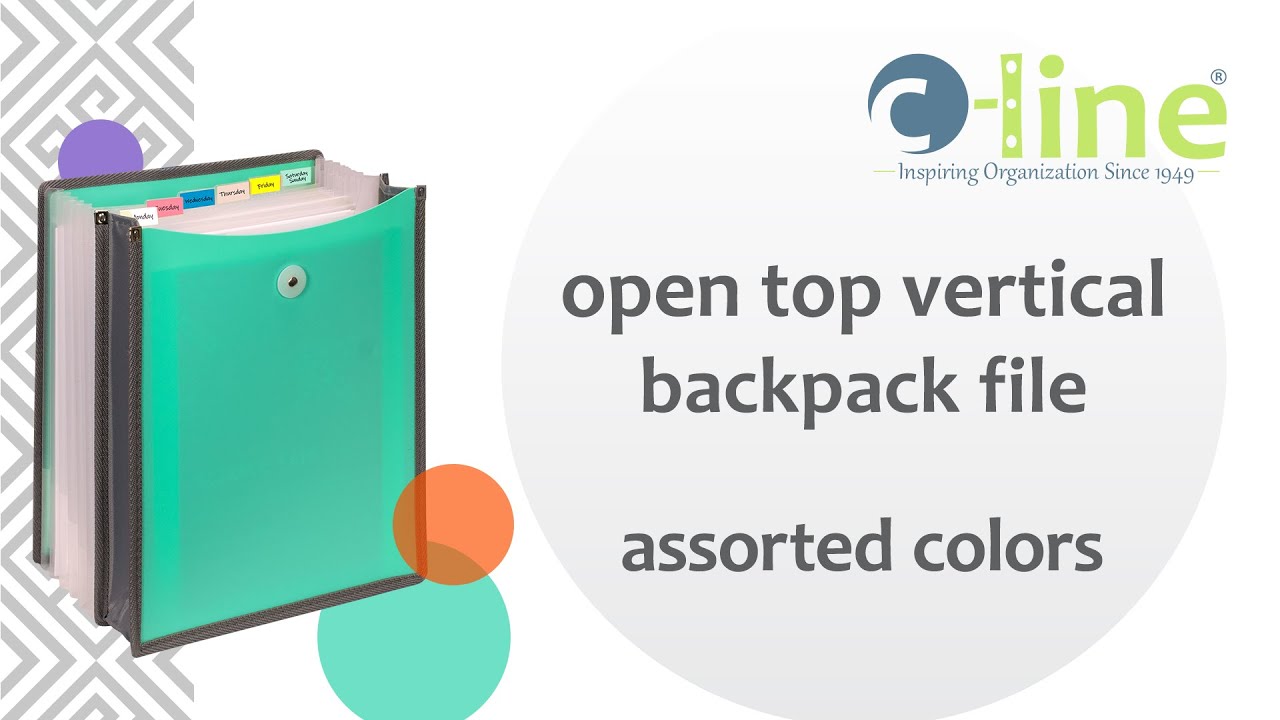 7-Pocket Open Top Vertical Backpack File, Letter Size, Assorted, 1/EA - C-Line Products - 57100