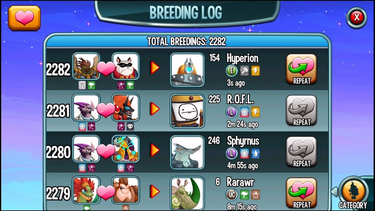 Monster Legends-BREEDING EVENT IS OVER=(How to breed Sphyrnus, Hyperion and ROFL - Summer Breeding