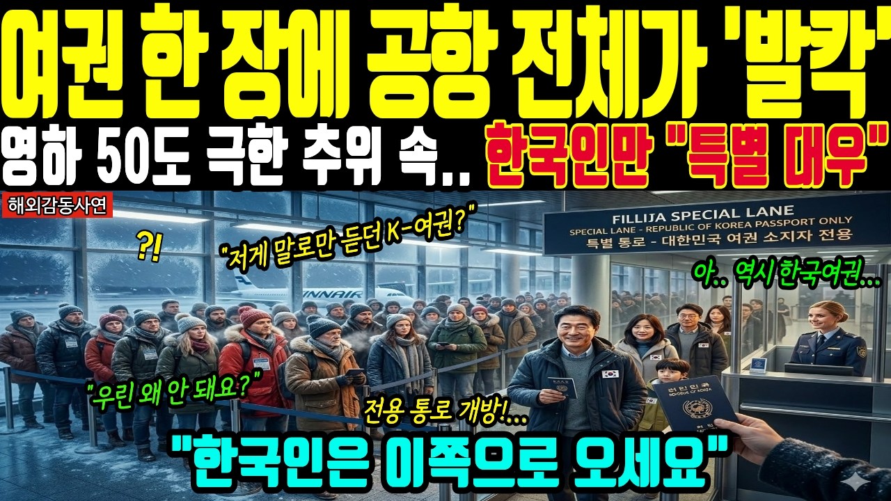 [해외감동사연] 핀란드공항 입국장 전율 영하 50도 칼바람에 줄 서던 외국인들 한국 여권 한 장에 프리패스 진행되자 집단 멘붕